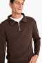 Relax Fit High Collar Zippered Basic Plain Thick Sweatshirt E5332Ax24Wn