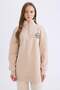 Relax Fit Half Zipper High Collar Printed Soft Fleece Inside Thick Sweatshirt Tunic E5402Ax24Wn