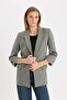 Regular Fit Jacket Collar Basic Plain Blazer Jacket C3215Ax24Au - 3