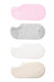 4-Pack Girls' Bamboo Sneaker Socks Grey/Pink/Cream/White