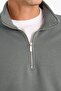 Comfort Regular Fit Relaxed Fit Zippered Mock Neck Basic Plain Sweatshirt X7405AZ24AU - 4