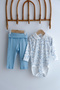 100% Cotton 2-Piece Bodysuit & Pant Set - Toile De Jouy / Blue - 2