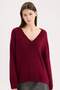Oversize Wide Fit V-Neck Basic Plain Burgundy Knitwear Sweater A3264Ax24Cw