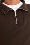 Relax Fit High Collar Zippered Basic Plain Thick Sweatshirt E5332Ax24Wn - 5