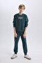 Boy's 2-Piece Set Crew Neck Printed Sweatshirt Elastic Waist Sweatpants D9853A825Sp - 3