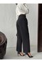 Women's Palazzo Double Fabric Velcro Closure Zippered Pocket Trousers - 6