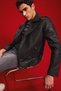 Water Repellent Shirt Collar Zipper Pocket Shoulder Detail Faux Leather Coat D6244Ax25Sp - 2