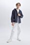 Boy's Oversize Wide Fit Hooded Gabardine Long Sleeve Shirt D3194A825Sp - 2