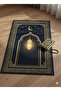 Gold Crescent Prayer Rug Non-Slip Base Soft Luxury Prayer Mat Gift - 3