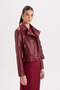 Waterproof Faux Leather Jacket Coat Double Breasted Lapel Zipper Closure with Pockets A0906Ax24Au - 4