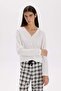 Fall in Love Pajama Set Long Sleeve V-Neck Top Checked Flexible Waist Long Bottom D2274Ax24Wn - 4