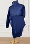 Blue Stand Collar Tracksuit Set Parachute Fabric Detailed Zipper Pocket Straight Leg Men's