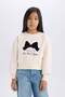 Girl's Christmas Themed Relax Fit Crew Neck Printed Soft Fleece Inside Sweatshirt D5421A824Wn - 4