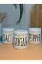 Set of 3 Large Pepper/Salt/Sugar White Jars - 800 ml - Vacuum Lid Coffee Salt Pepper Jar - 7