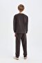 Boy's Batman Pajama Set Fleece Long Sleeve Top Elastic Waist Long Bottom D8570A824Cw - 6
