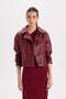 Waterproof Faux Leather Jacket Coat Double Breasted Lapel Zipper Closure with Pockets A0906Ax24Au - 3