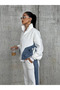 Women's White Denim Detailed Comfortable Fit Thick Fabric Winter Tracksuit Set Bottom Top Set - 3