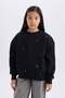 Christmas Themed Oversize Wide Fit Crew Neck Stoned Soft Fleece Inside Sweatshirt for Girls D5420 - 5