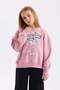 Girl's Oversize Wide Fit Crew Neck Animal Pattern Sweatshirt D6989A824Wn