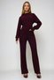 Women's Burgundy Finger Detailed Knitwear Bottom Top Suit Prmx12696