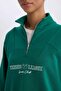 Oversized Wide Fit Mock Neck Sports Printed Athlete Sweatshirt D1701Ax24Au - 5