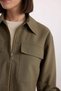 Crop Shirt Collar Zippered Double Pocket Gabardine Long Sleeve Shirt Jacket D7513Ax24Au - 6