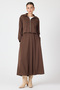 8150A Front Zipper Jacket Skirt Set Brown - 6