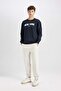 Relax Fit Crew Neck Printed Thick Sweatshirt D2163Ax24Au - 5