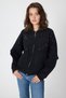 6890 Collar Detail Large Pocket Cardigan Black - 6