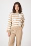 Biscuit Striped Embroidered Detailed Sweater 7090 - 7