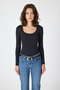 Black U Neck Slim Fit Blouse 2434 - 6