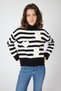 Black Striped Sweater with Embroidery Detail 7090 - 2