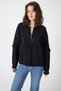 6890 Collar Detail Large Pocket Cardigan Black - 2
