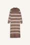 Regular Fit Polo Neck Buttoned Striped Long Sleeve Maxi Knit Dress D6523Axns - 6