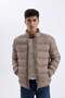Regular Fit Stand Collar Zippered Pocket Seasonal Spring Puffer Jacket C4856Ax24Wn - 4
