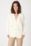 Bone V-Neck Buttoned Knitted Women's Cardigan 6765 - 7