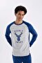 Regular Fit Fleece Pajamas Set Printed Long Sleeve Top Long Bottom C6100Ax24Wn - 4