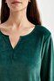 Pajama Set V-Neck Velur Long Sleeve Top Elastic Waist Bottom-Fall in Love A3356Ax24Au - 5