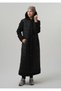 Women's Modest Black Coat Parka Detachable Hood Cashmere Detailed Long Coat - 4