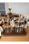 3 Piece Glass Oil Pot Set - 2 X 500 ml Oil Pot Sauce Bowl Vinegar Bowl Wooden Base - 3