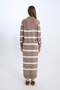 Regular Fit Polo Neck Buttoned Striped Long Sleeve Maxi Knit Dress D6523Axns - 5