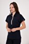 Navy Blue Myra Premium Lycra Fabric Bottom Top Doctor Nurse Jersey Set Scrubs Uniform - 4