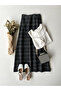 Long Black Color Tweed Skirt - 5