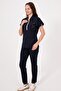 Navy Blue Myra Premium Lycra Fabric Bottom Top Doctor Nurse Jersey Set Scrubs Uniform