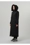 Women's Modest Black Coat Parka Detachable Hood Cashmere Detailed Long Coat - 6