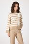Biscuit Striped Embroidered Detailed Sweater 7090