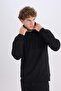 Black Relax Fit Hooded Printed Thick Sweatshirt D2682Ax24Au - 4