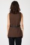 Brown Gold Buttoned Belted Vest 8145A - 5