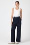 Midnight Blue Double Pleated Detail Belted Women's Trousers 5009