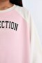 Girl's Relax Fit Crew Neck Text Printed Sweatshirt D6642A824Au - 5